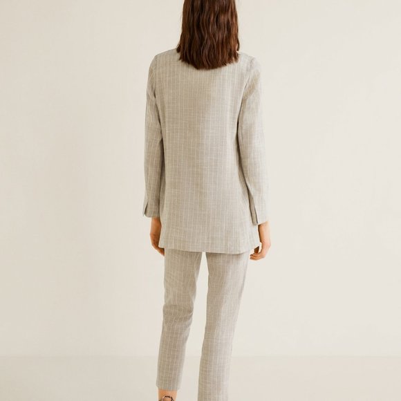 Beige Linen Blend Blazer - Picture 4 of 11